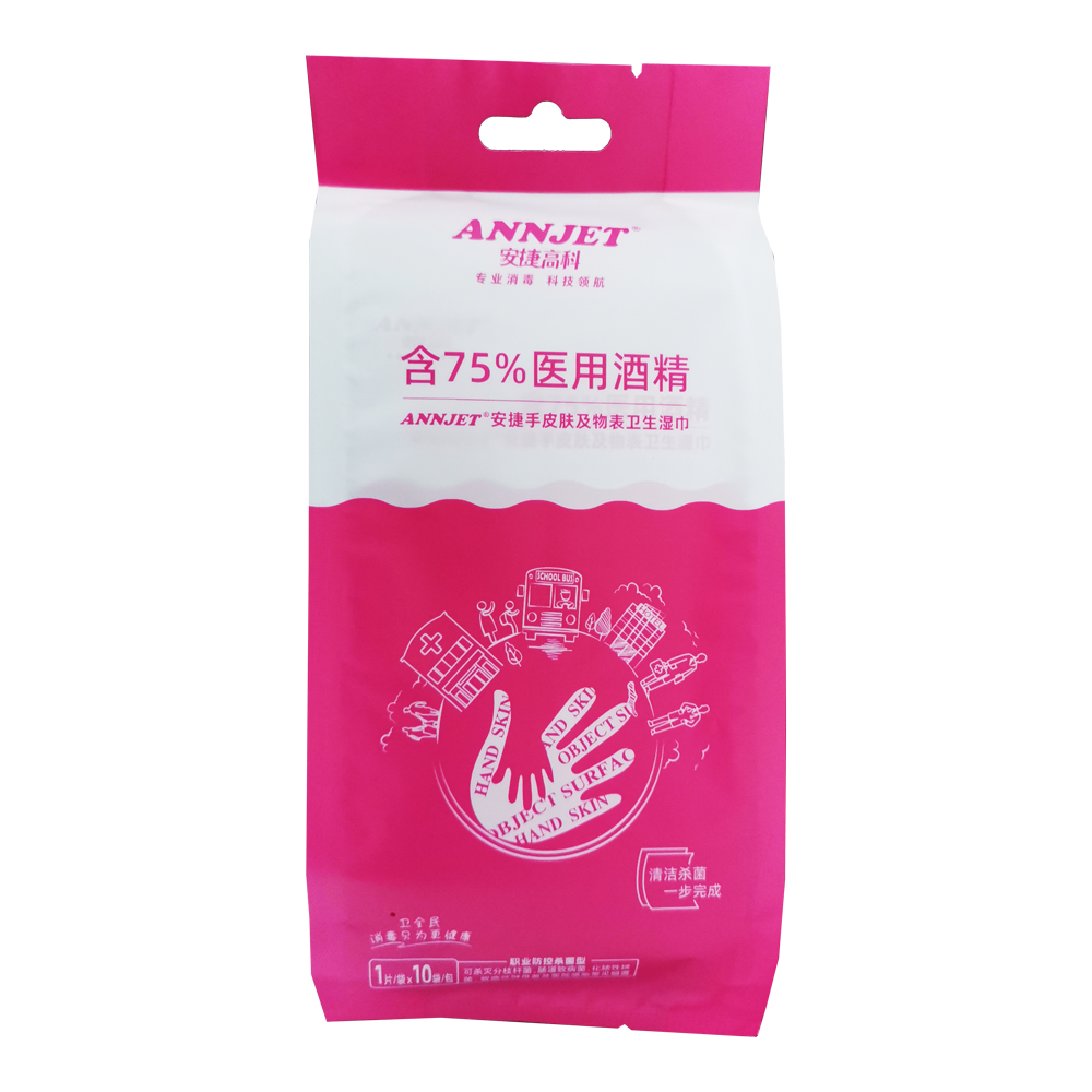ANNJET&reg;安捷手皮膚及物表衛(wèi)生濕巾10片