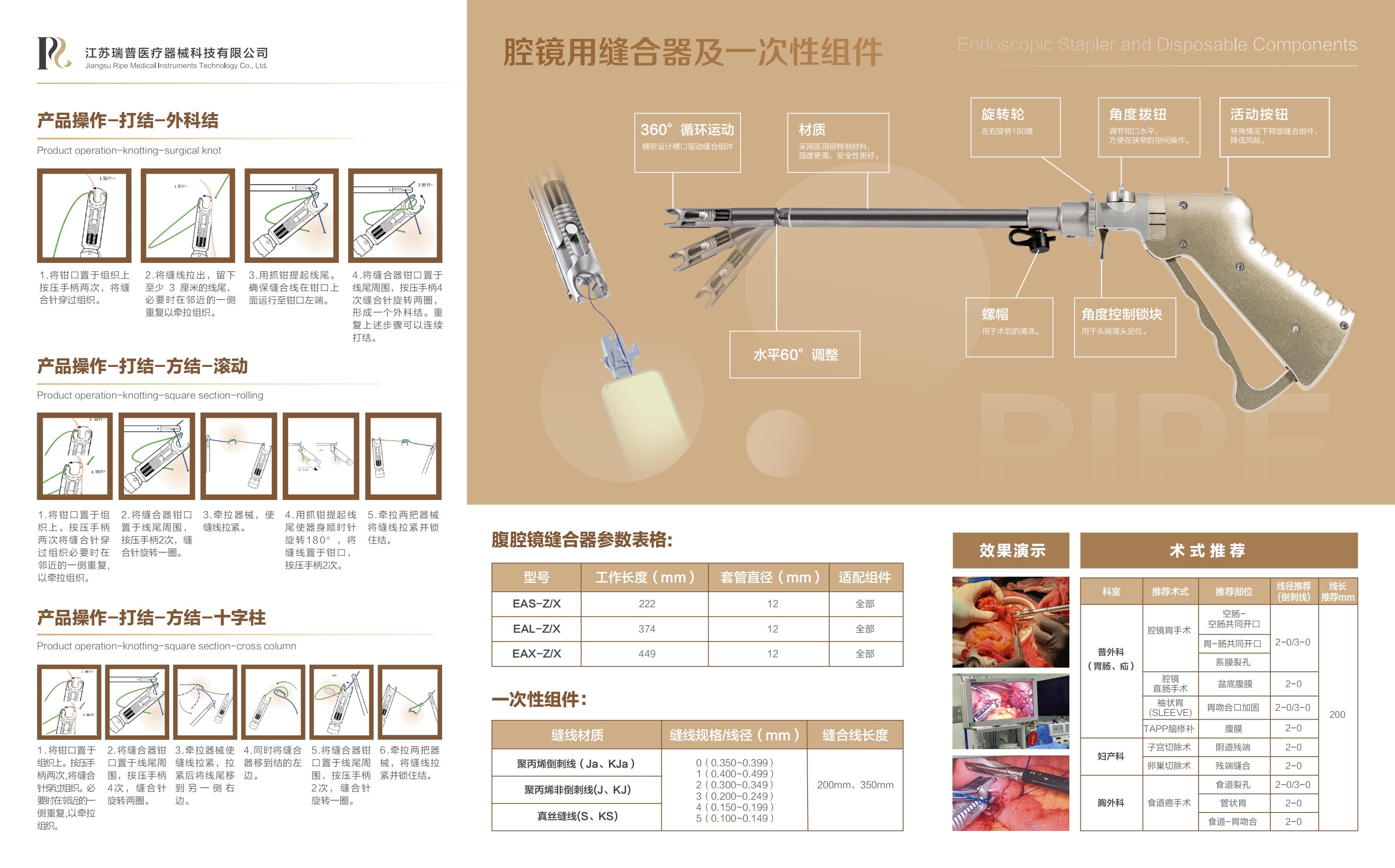 腔鏡用縫合器及一次性組件  產(chǎn)品類別